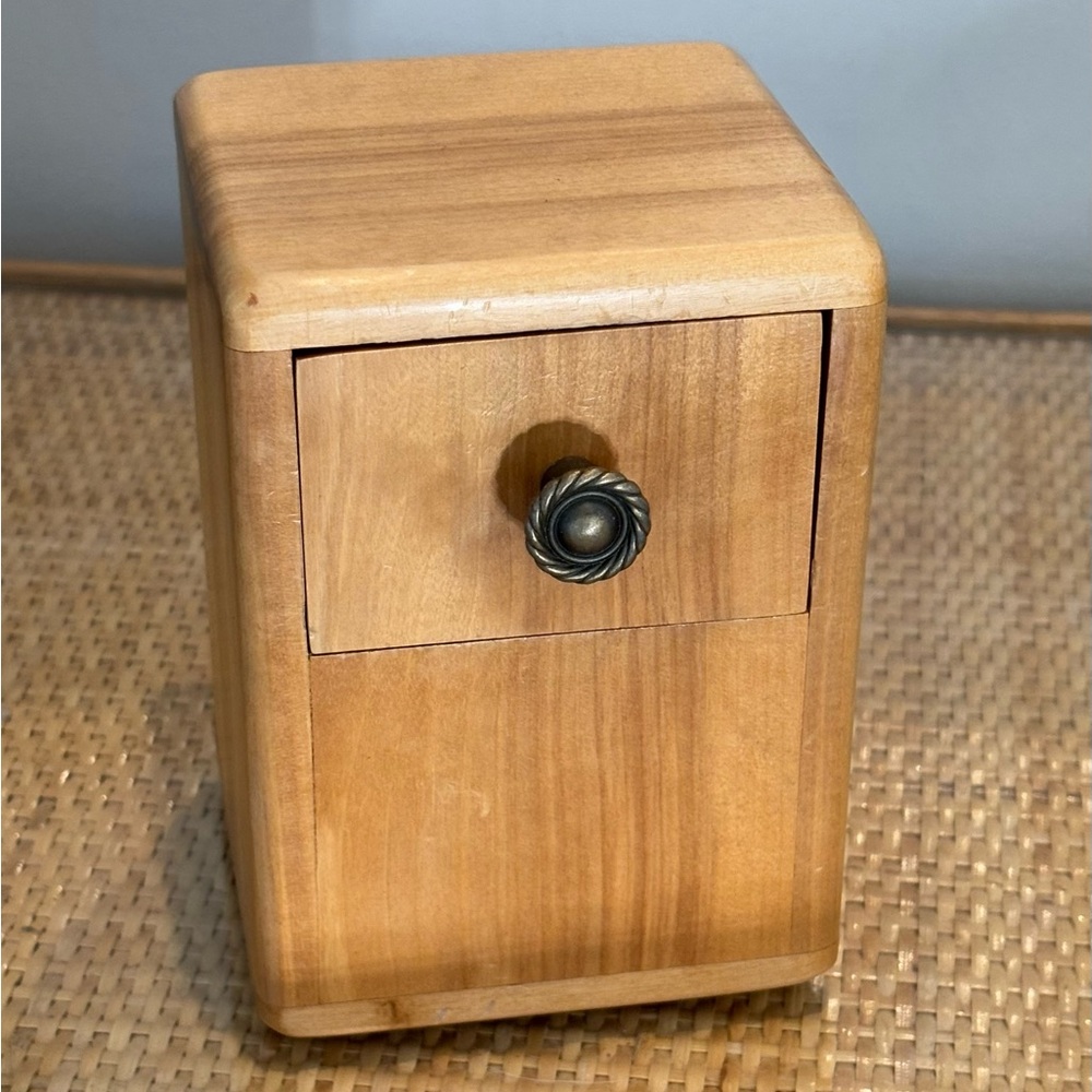 Vintage Hand crafted Wooden Box with Brass Knob stamped by artist Irwin Hodden